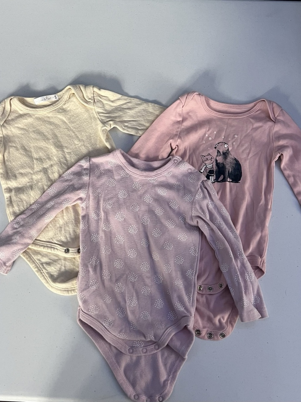 3-Piece Baby Girl Long-Sleeve Bodysuit Set Size 6-9 / 6-12mos
